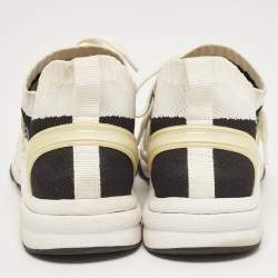 Pre Owned Chanel Multicolor Knit Fabric And Suede CC Low Top Sneakers Size 35.5