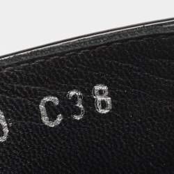Pre Owned Chanel Black Patent Leather CC Camellia Loafers Size 38