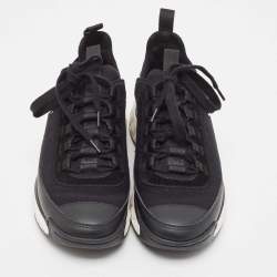 Pre Owned Chanel Black Fabric and Leather CC Low Top Sneakers Size 38