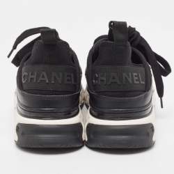 Pre Owned Chanel Black Fabric and Leather CC Low Top Sneakers Size 38