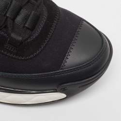Pre Owned Chanel Black Fabric and Leather CC Low Top Sneakers Size 38