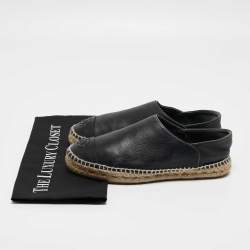 Pre Owned Chanel Navy Blue Leather Espadrille Flats Size 39