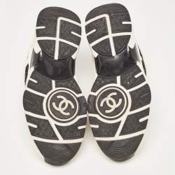 Chanel Cream/Black Suede CC Low Top Sneakers Size 39