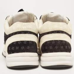 Chanel Cream/Black Suede CC Low Top Sneakers Size 39