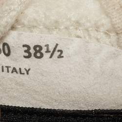 Chanel Grey/Beige Suede and Knit Fabric CC Low Top Sneakers Size 38.5