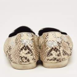 Chanel Tricolor Snakeskin and Leather Cap Toe CC Smoking Slippers Size 41