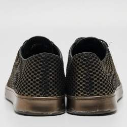 Pre Owned Chanel Black/Gold Mesh and Leather CC Cap Toe Lace Up Sneakers Size 40