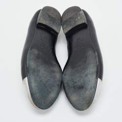 Chanel Black/Silver Leather CC  Cap Toe Ballet Flats Size 36