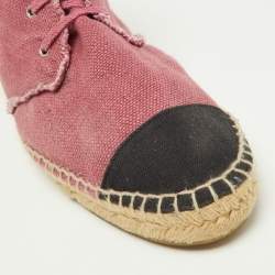 Chanel Pink/Black Canvas CC High Top Espadrille Flats Size 42