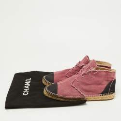 Chanel Pink/Black Canvas CC High Top Espadrille Flats Size 42
