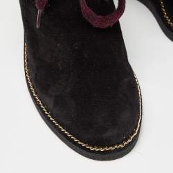 Chanel Black Suede Chain Link CC Wedge Boots Size 39