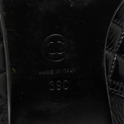Chanel Black Quilted Leather CC Mid Calf Boots Size 39