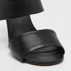 Chanel Black Leather CC Pearl Embellished Heel Slide Sandals Size 39