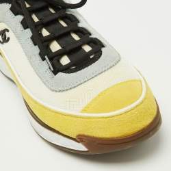 Pre Owned Chanel Multicolor Suede and Mesh CC Low Top Sneakers Size 40