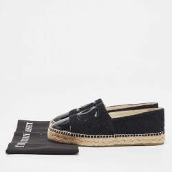 Chanel Black Tweed and Patent CC Espadrille Flats Size 39