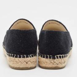 Chanel Black Tweed and Patent CC Espadrille Flats Size 39