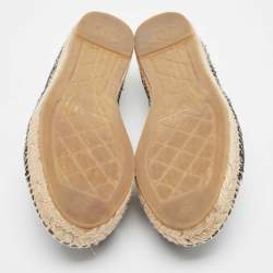 Chanel Black Tweed and Patent CC Espadrille Flats Size 39