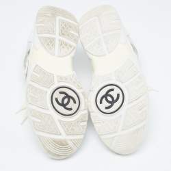 Chanel Off White Patent Leather and PVC CC Low Top Sneakers Size 41