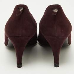 Chanel Dark Plum Suede Cap Toe Pumps Size 37.5