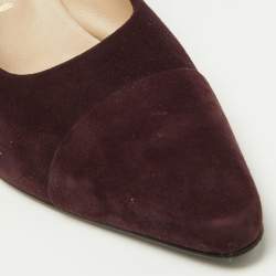 Chanel Dark Plum Suede Cap Toe Pumps Size 37.5