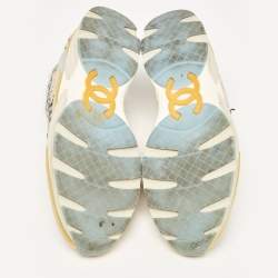Chanel Tricolor Tweed and Leather CC Low Top Sneakers Size 39.5 