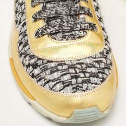 Chanel Tricolor Tweed and Leather CC Low Top Sneakers Size 39.5 