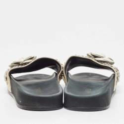 Chanel Grey Leather Tropiconic Flat Slides Size Size 41