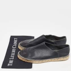 Pre Owned Chanel Black Leather CC Espadrille Flats Size 40