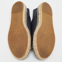 Pre Owned Chanel Black Leather CC Espadrille Flats Size 40