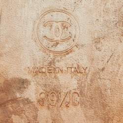 Pre Owned Chanel Beige Patent CC Cap Toe  Ballet Flats Size 39.5