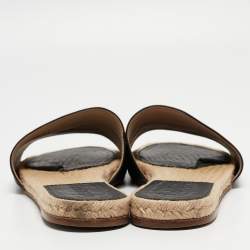 Pre Owned Chanel Black/Cream Leather CC Logo Espadrille Flats Size 41