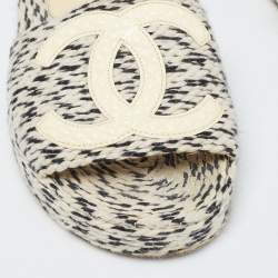 Pre Owned Chanel Two Tone Rope and Patent CC Slides Size 38