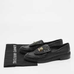 Chanel Black Quilted Leather CC Turnlock Loafers Size 39