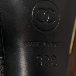 Chanel Black Quilted Leather CC Platform Slingback Sandals Size 38