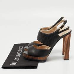 Chanel Black Quilted Leather CC Platform Slingback Sandals Size 38