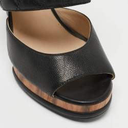 Chanel Black Quilted Leather CC Platform Slingback Sandals Size 38
