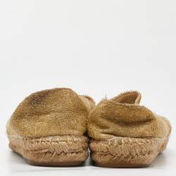 Pre Owned Chanel Gold/Black Fabric CC Logo Espadrilles Size 38