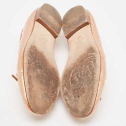 Pre Owned Chanel Gold Patent CC Cap Toe Ballet  Flats Size 38.5