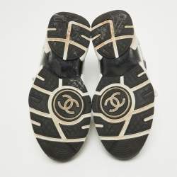 Pre Owned Chanel Multicolor Leather and Suede CC Logo Low Top Sneakers Size 38.5   