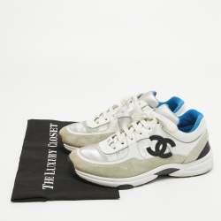 Pre Owned Chanel Multicolor Leather and Suede CC Logo Low Top Sneakers Size 38.5   