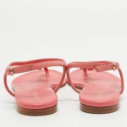 Chanel Pink Leather Chain-Link Thong Sandals Size 38