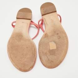 Chanel Pink Leather Chain-Link Thong Sandals Size 38