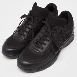 Pre Owned Chanel Black Mesh and Leather Low Top Sneakers Size 40.5