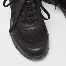 Pre Owned Chanel Black Mesh and Leather Low Top Sneakers Size 40.5