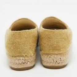 Chanel Gold/Black Tweed CC Espadrille Flats Size 37