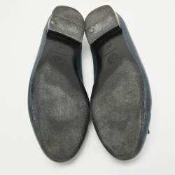 Chanel Dark Blue Leather CC Ballet Flats Size 38