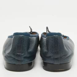 Chanel Dark Blue Leather CC Ballet Flats Size 38