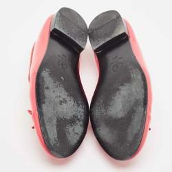 Pre Owned Chanel Pink Patent Leather CC Bow Ballet Flats Size 39
