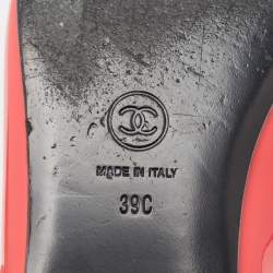 Pre Owned Chanel Pink Patent Leather CC Bow Ballet Flats Size 39