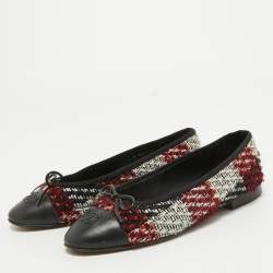 Pre Owned Chanel Multicolor Fabric and Leather CC Ballet Flats Size 38.5